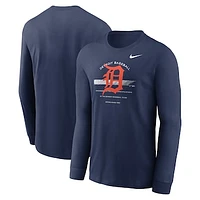 Men's Nike Navy Detroit Tigers Over Arch Performance Long Sleeve T-Shirt