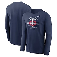 Men's Nike Navy Minnesota Twins Over Arch Long Sleeve T-Shirt