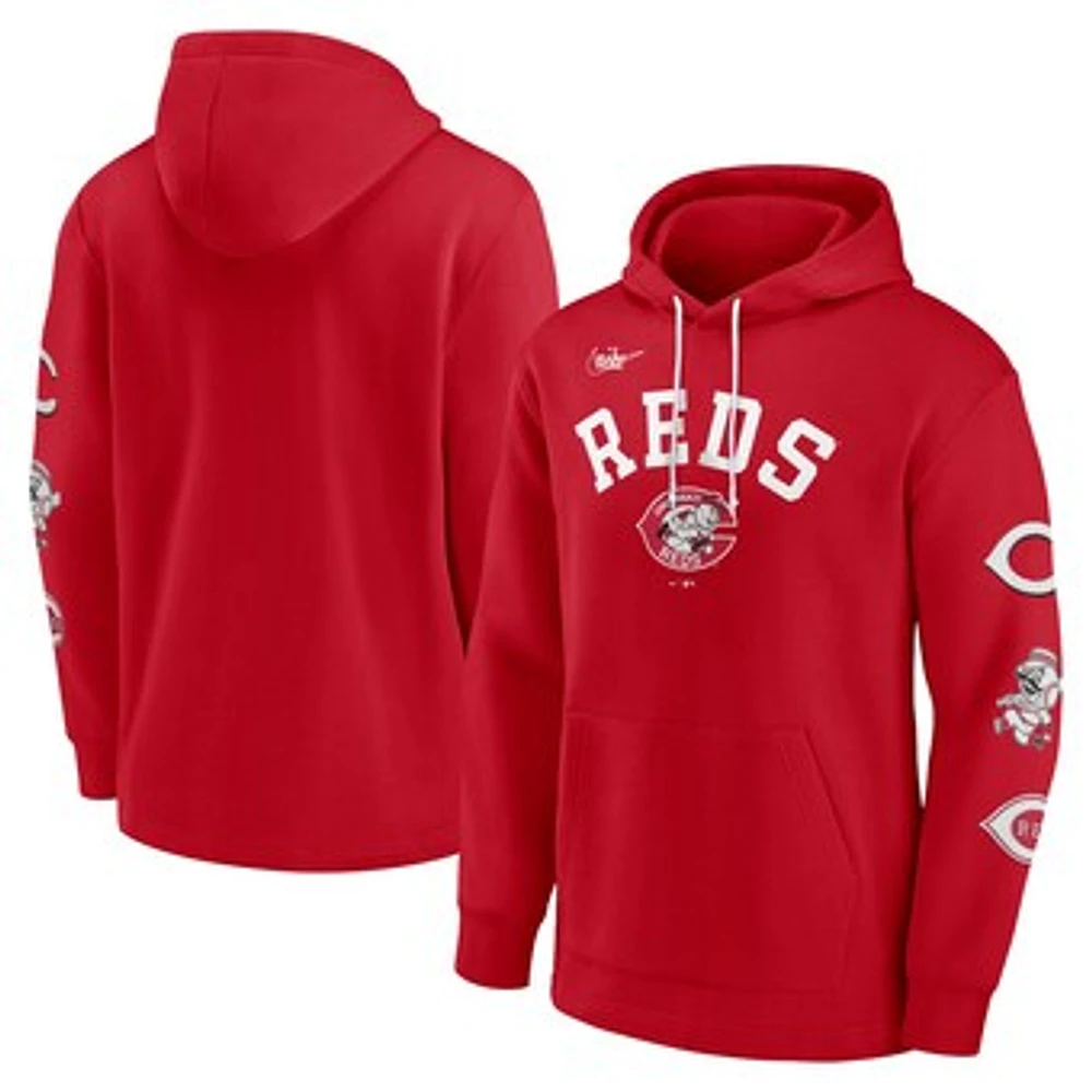 Men's Nike Red Cincinnati Reds Rewind Lefty Pullover Hoodie