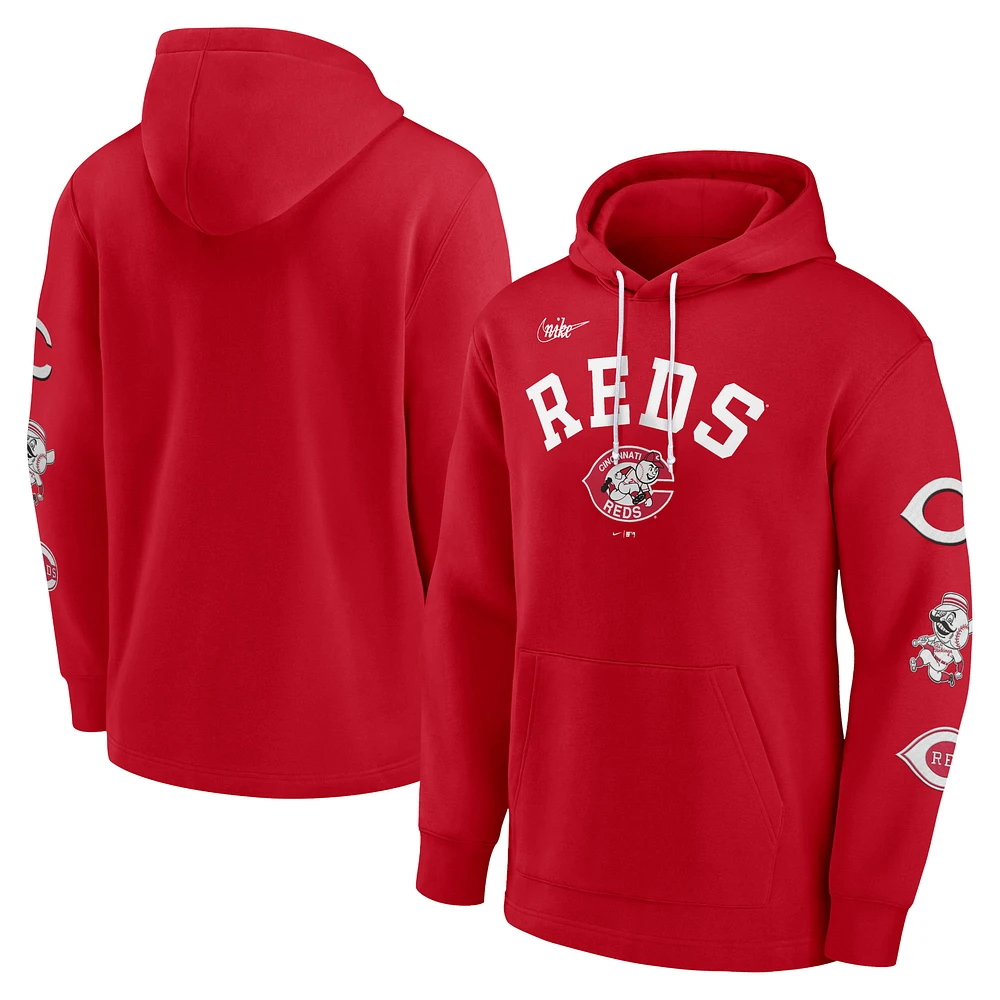 Men's Nike Red Cincinnati Reds Rewind Lefty Pullover Hoodie