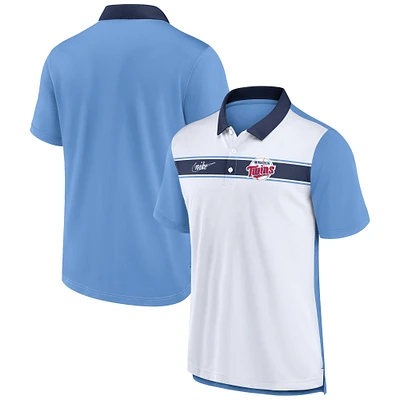 Men's Nike  White/Light Blue Minnesota Twins Rewind Stripe Polo