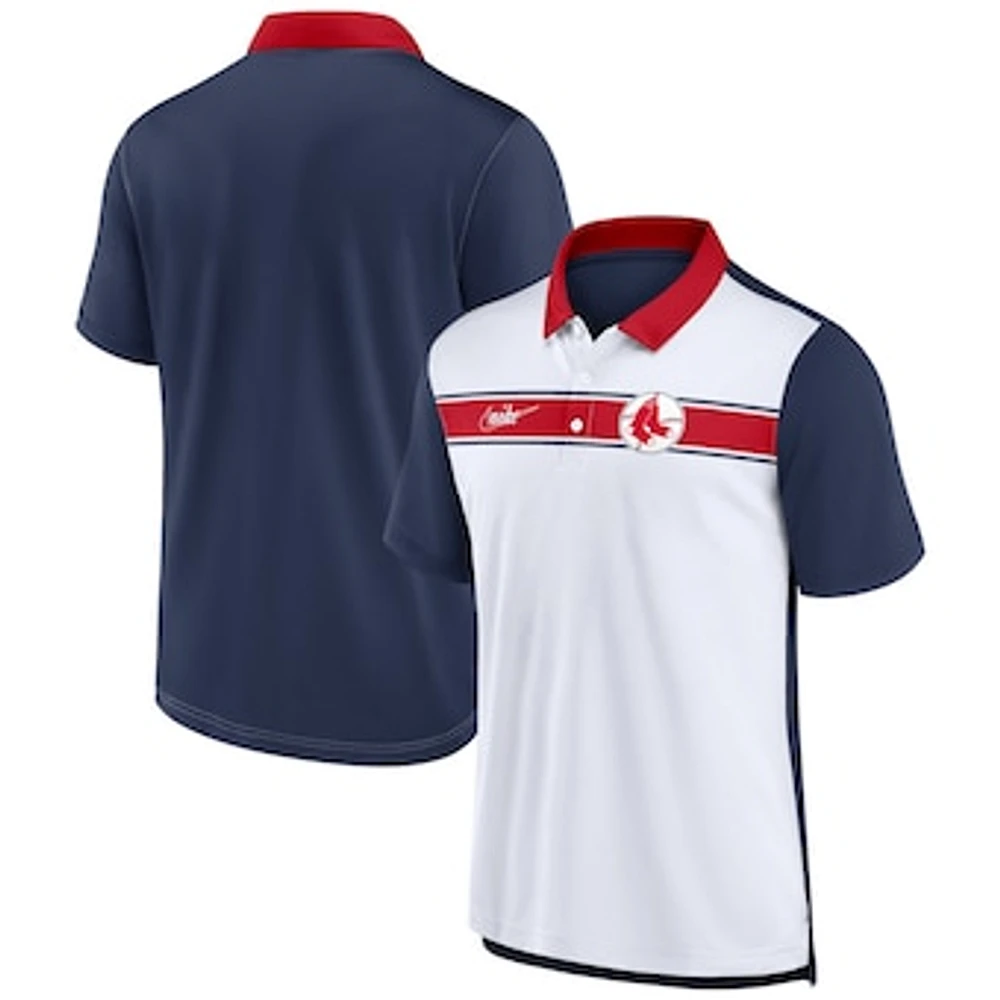 Men's Nike  White/Navy Boston Red Sox Rewind Stripe Polo