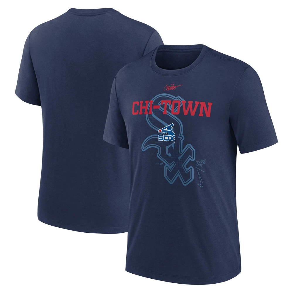 Men's Nike Navy Chicago White Sox Rewind Retro Tri-Blend T-Shirt
