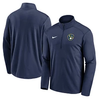 Men's Nike Navy Milwaukee Brewers Agility Pacer Lightweight Performance Half-Zip Top