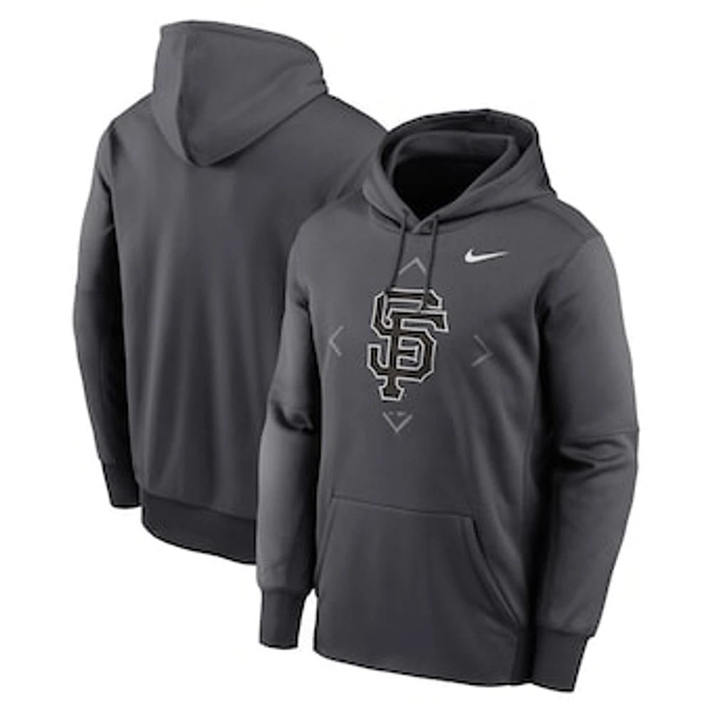 Men's Nike Anthracite San Francisco Giants Therma Bracket Icon Performance Pullover Hoodie