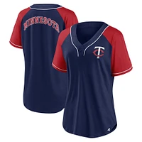 Women's Fanatics Navy Minnesota Twins Ultimate Style Raglan V-Neck T-Shirt