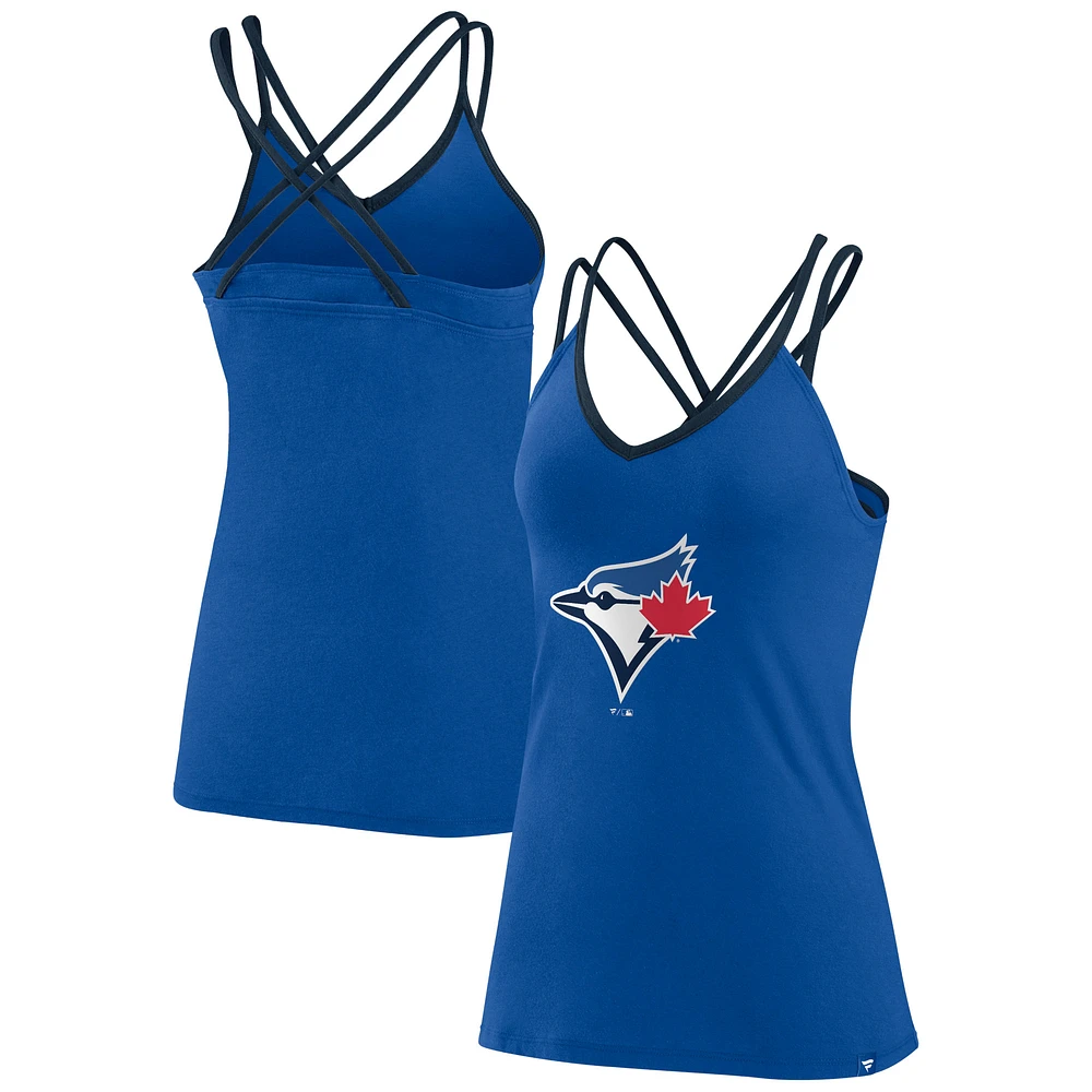 Women's Fanatics Royal Toronto Blue Jays Barrel It Up Cross Back V-Neck Tank Top