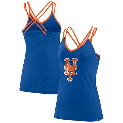 Women's Fanatics Royal New York Mets Barrel It Up Cross Back V-Neck Tank Top