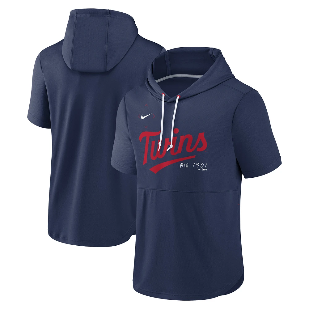 Men's Nike Navy Minnesota Twins Springer Short Sleeve Team Pullover Hoodie