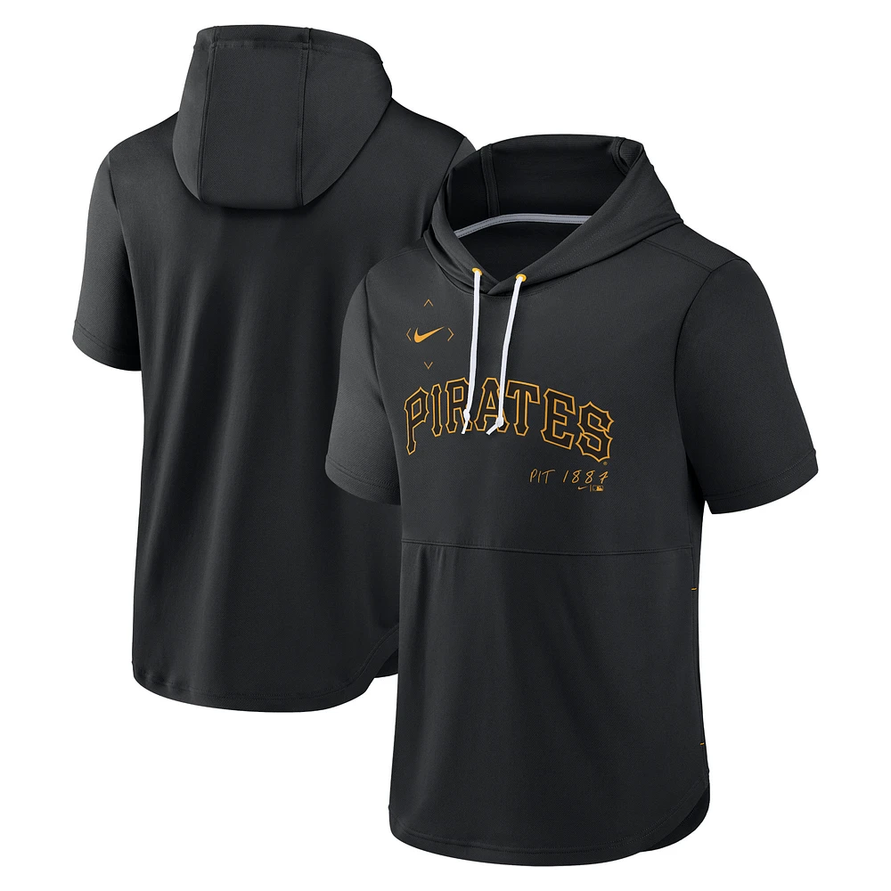 Men's Nike Black Pittsburgh Pirates Springer Short Sleeve Team Pullover Hoodie