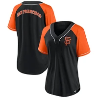 Women's Fanatics Black San Francisco Giants Ultimate Style Raglan V-Neck T-Shirt