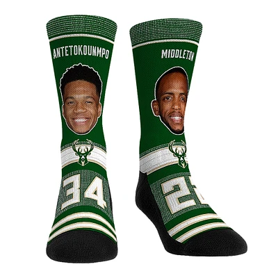 Rock Em Socks Giannis Antetokounmpo & Khris Middleton Milwaukee Bucks Teammates Player Crew