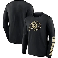 Men's Fanatics Black Colorado Buffaloes Double Time 2-Hit Long Sleeve T-Shirt