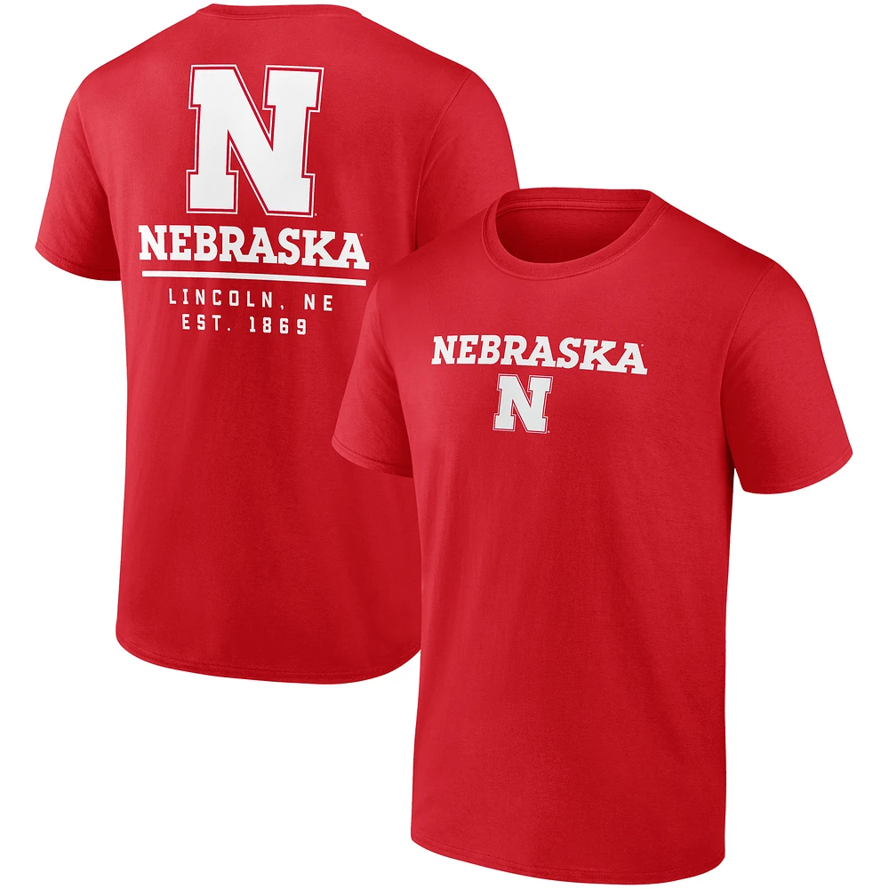 Men's Fanatics Scarlet Nebraska Huskers Game Day 2-Hit T-Shirt