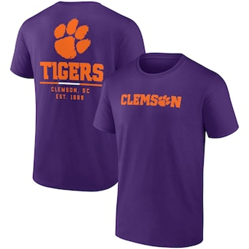 Men's Fanatics Purple Clemson Tigers Game Day 2-Hit T-Shirt