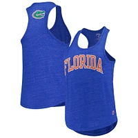 Women's League Collegiate Wear Heather Royal Florida Gators Two-Hit Intramural Tri-Blend Scoop Neck Racerback Tank Top