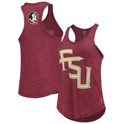 Women's League Collegiate Wear Heather Garnet Florida State Seminoles Two-Hit Intramural Tri-Blend Scoop Neck Racerback Tank Top