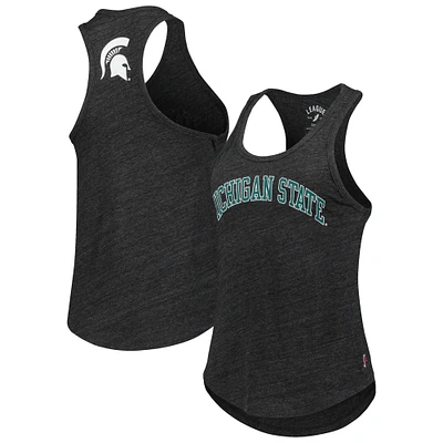 Women's League Collegiate Wear Black Michigan State Spartans Two-Hit Intramural Tri-Blend Scoop Neck Racerback Tank Top