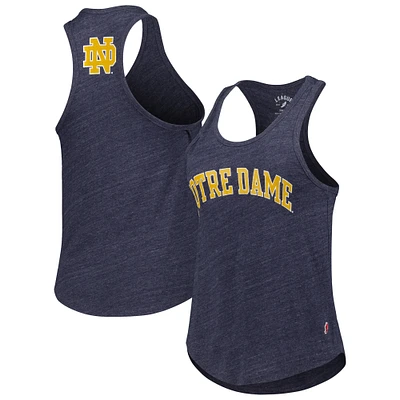 Women's League Collegiate Wear Heather Navy Notre Dame Fighting Irish Two-Hit Intramural Tri-Blend Scoop Neck Racerback Tank Top