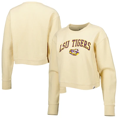 Women's League Collegiate Wear Cream LSU Tigers Classic Campus Corded Timber Sweatshirt