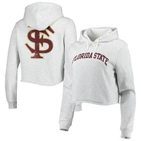 Women's League Collegiate Wear Ash Florida State Seminoles 2-Hit 1636 Cropped Pullover Hoodie