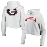 Women's League Collegiate Wear Ash Georgia Bulldogs 2-Hit 1636 Cropped Pullover Hoodie