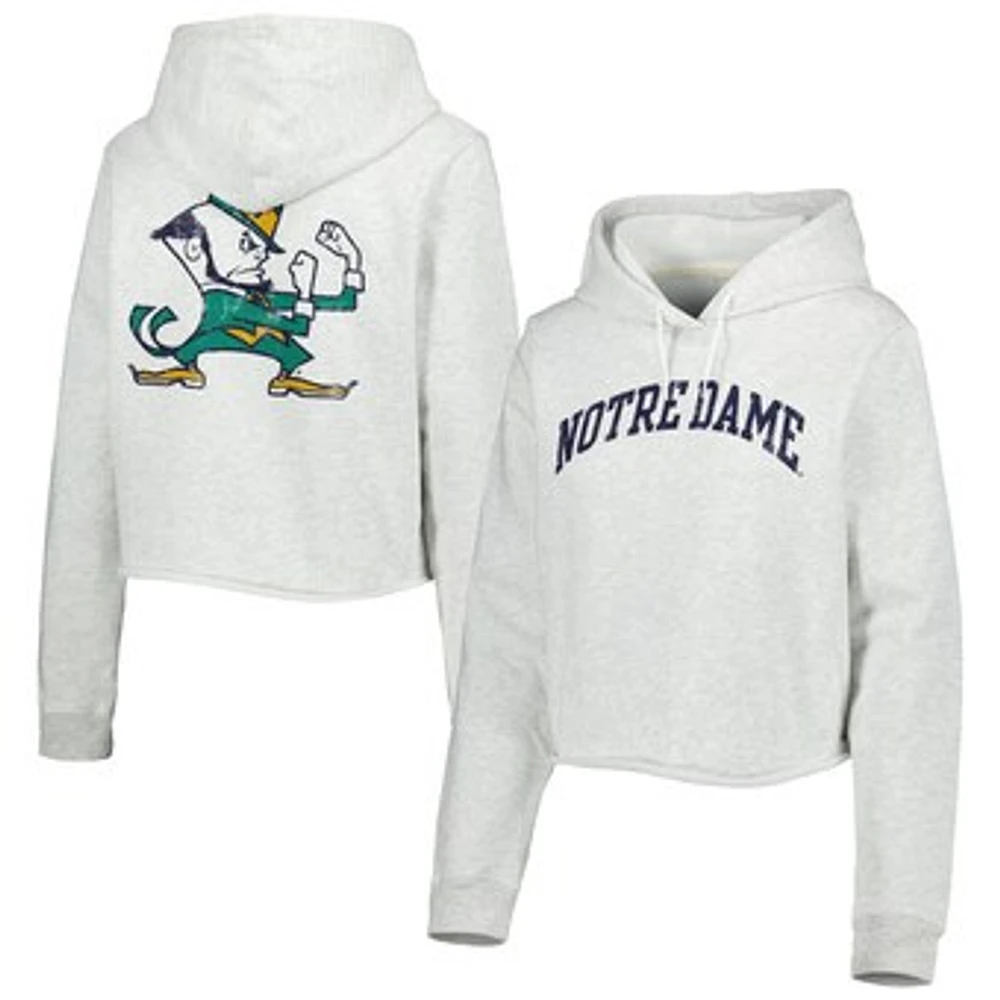 Women's League Collegiate Wear Ash Notre Dame Fighting Irish 2-Hit 1636 Cropped Pullover Hoodie