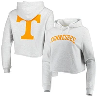 Women's League Collegiate Wear Ash Tennessee Volunteers 2-Hit 1636 Cropped Pullover Hoodie