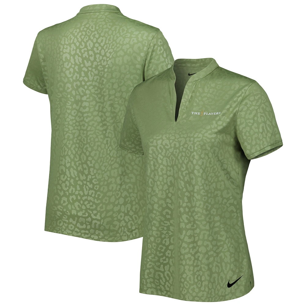 Women's Nike Green THE PLAYERS Victory Embossed Performance Notch Neck Polo