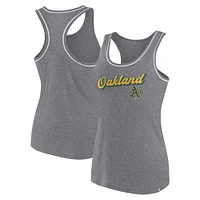 Women's Fanatics Heather Gray Oakland Athletics Wordmark Logo Racerback Tank Top