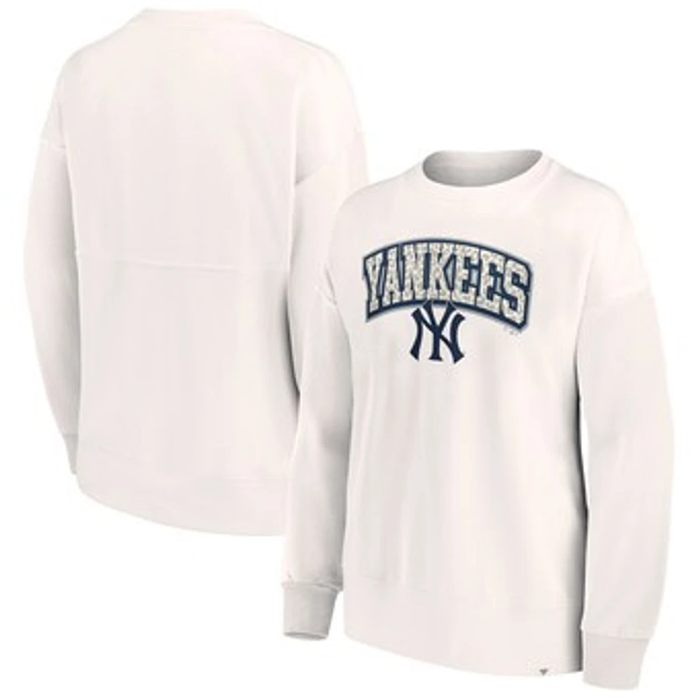 Women's Fanatics Cream New York Yankees Leopard Pullover Sweatshirt