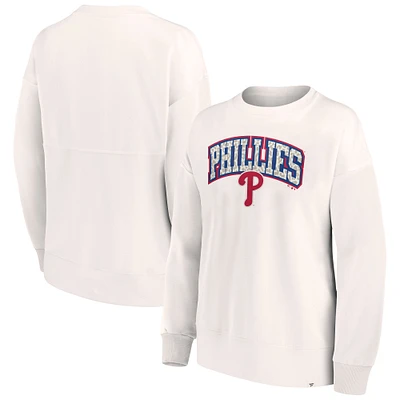 Women's Fanatics Cream Philadelphia Phillies Leopard Pullover Sweatshirt