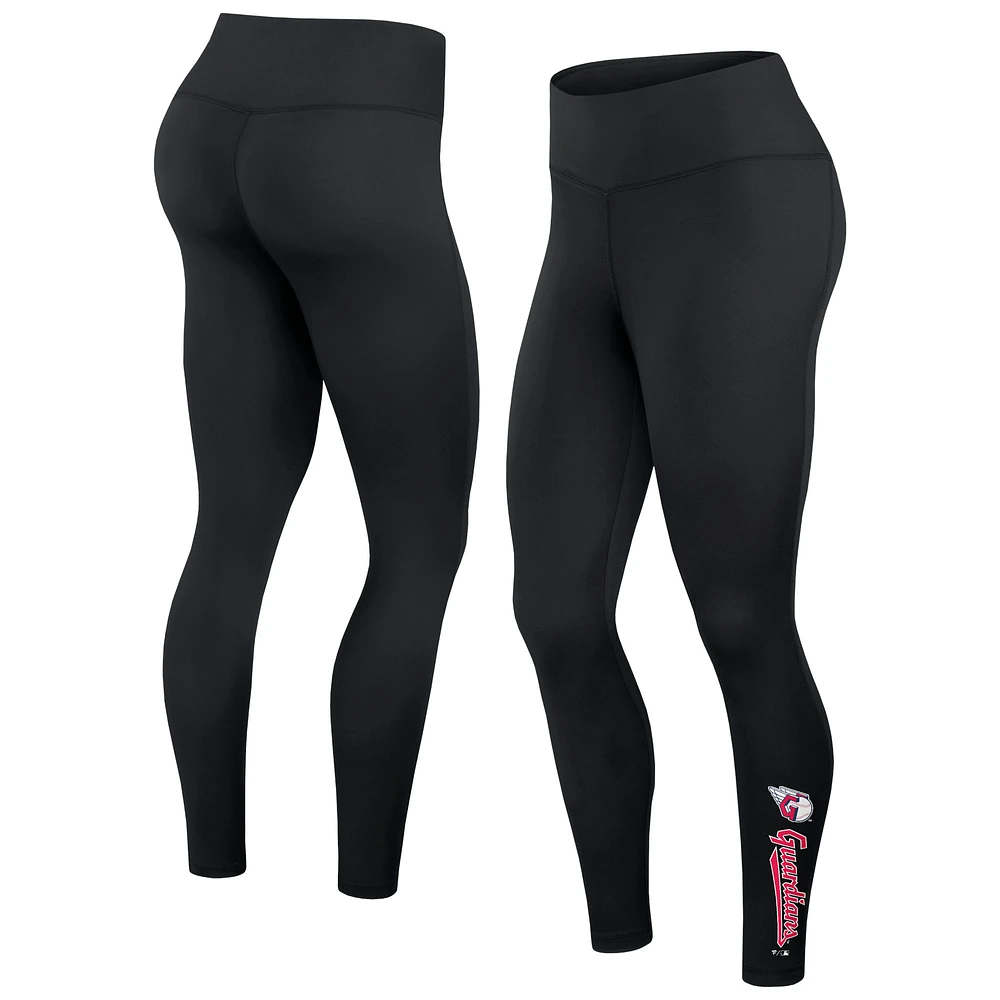 Women's Fanatics Black Cleveland Guardians Wordmark Stack Leggings