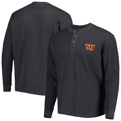 Men's Dunbrooke Charcoal Washington Commanders Logo Maverick Thermal Henley Long Sleeve T-Shirt