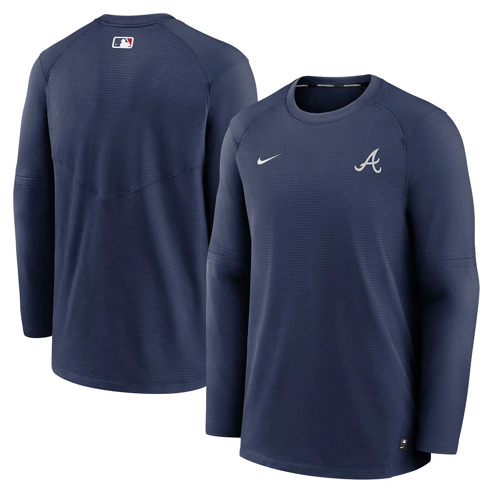 Men's Nike Navy Atlanta Braves Authentic Collection Logo Performance Long Sleeve T-Shirt