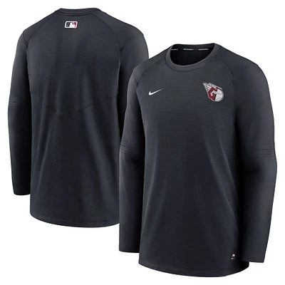 Men's Nike Navy Cleveland Guardians Authentic Collection Logo Performance Long Sleeve T-Shirt