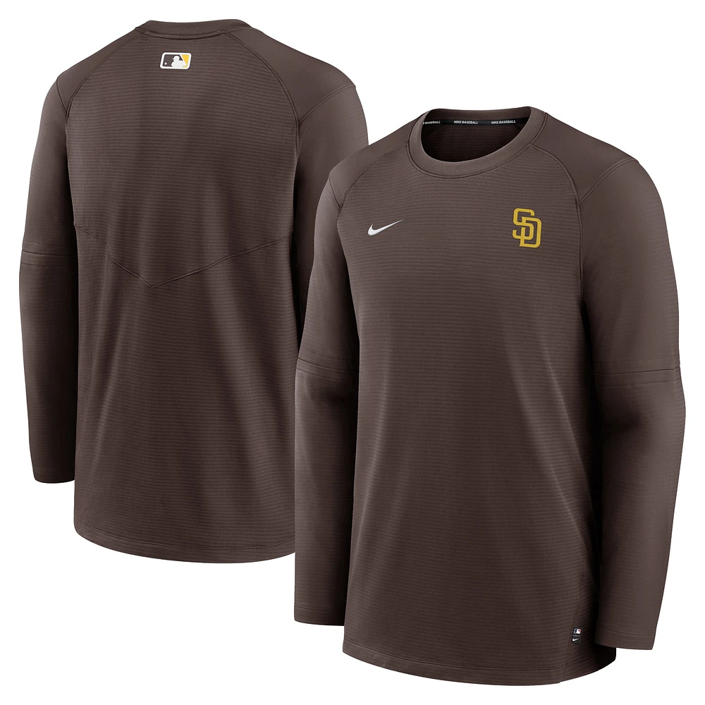 Men's Nike Brown San Diego Padres Authentic Collection Logo Performance Long Sleeve T-Shirt