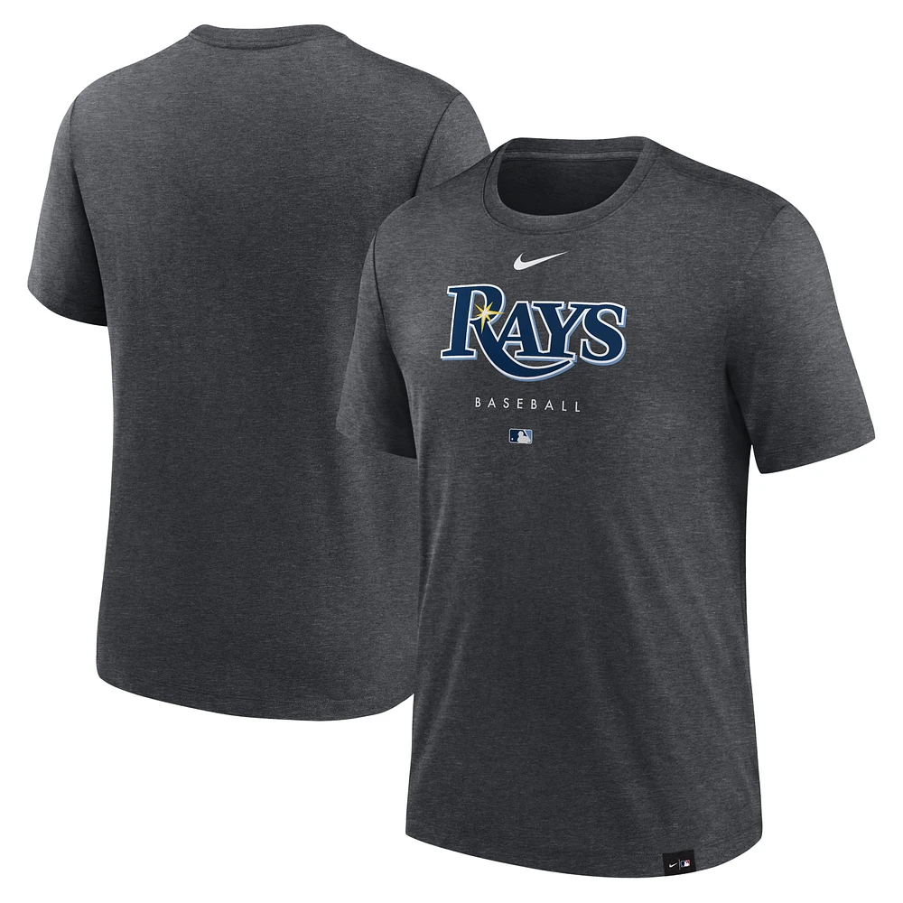 Men's Nike Heather Charcoal Tampa Bay Rays Authentic Collection Early Work Tri-Blend Performance T-Shirt