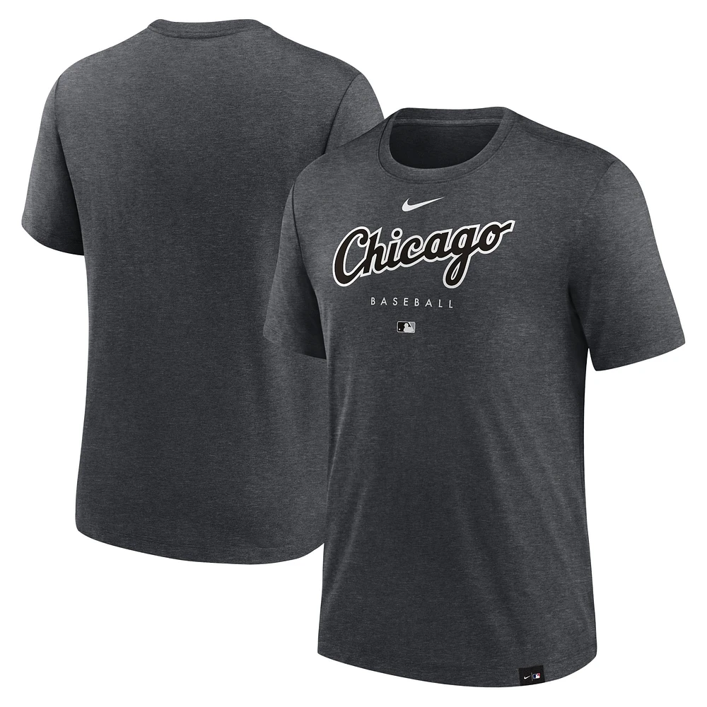 Men's Nike Heather Charcoal Chicago White Sox Authentic Collection Early Work Tri-Blend Performance T-Shirt