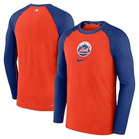 Men's Nike Orange New York Mets Authentic Collection Game Raglan Performance Long Sleeve T-Shirt