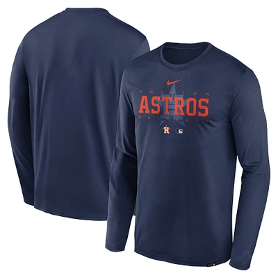 Men's Nike Navy Houston Astros Authentic Collection Team Logo Legend Performance Long Sleeve T-Shirt