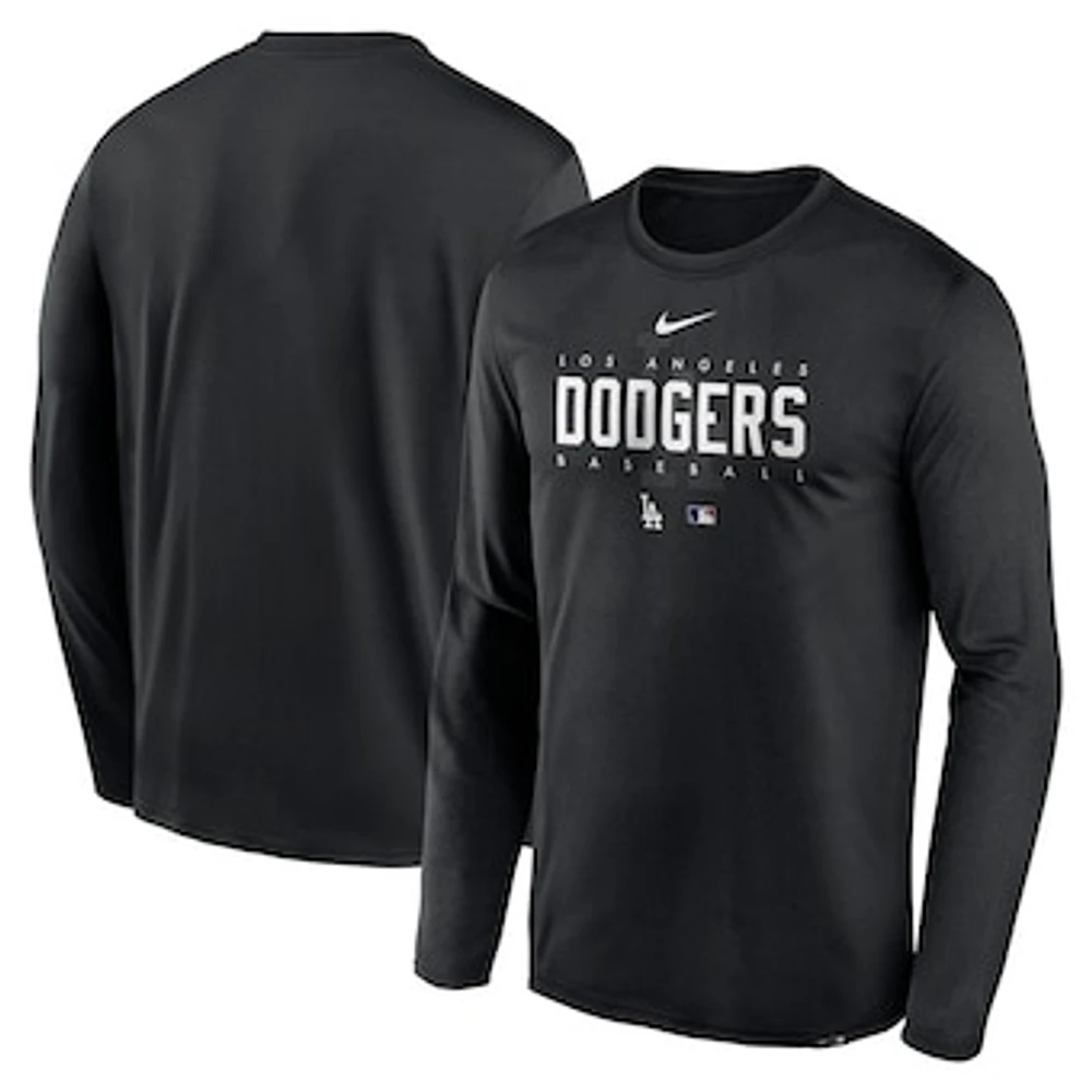 Men's Nike Black Los Angeles Dodgers Authentic Collection Team Logo Legend Performance Long Sleeve T-Shirt