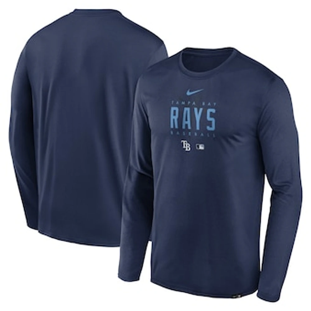 Men's Nike Navy Tampa Bay Rays Authentic Collection Team Logo Legend Performance Long Sleeve T-Shirt