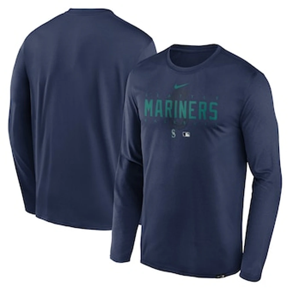 Men's Nike Navy Seattle Mariners Authentic Collection Team Logo Legend Performance Long Sleeve T-Shirt