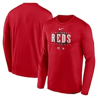 Men's Nike Red Cincinnati Reds Authentic Collection Team Logo Legend Performance Long Sleeve T-Shirt