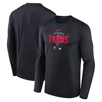 Men's Nike Navy Minnesota Twins Authentic Collection Team Logo Legend Performance Long Sleeve T-Shirt