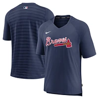 Men's Nike Navy Atlanta Braves Authentic Collection Pregame Raglan Performance V-Neck T-Shirt