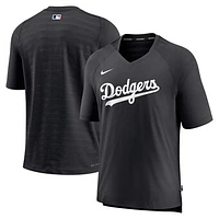 Men's Nike Black Los Angeles Dodgers Authentic Collection Pregame Raglan Performance V-Neck T-Shirt