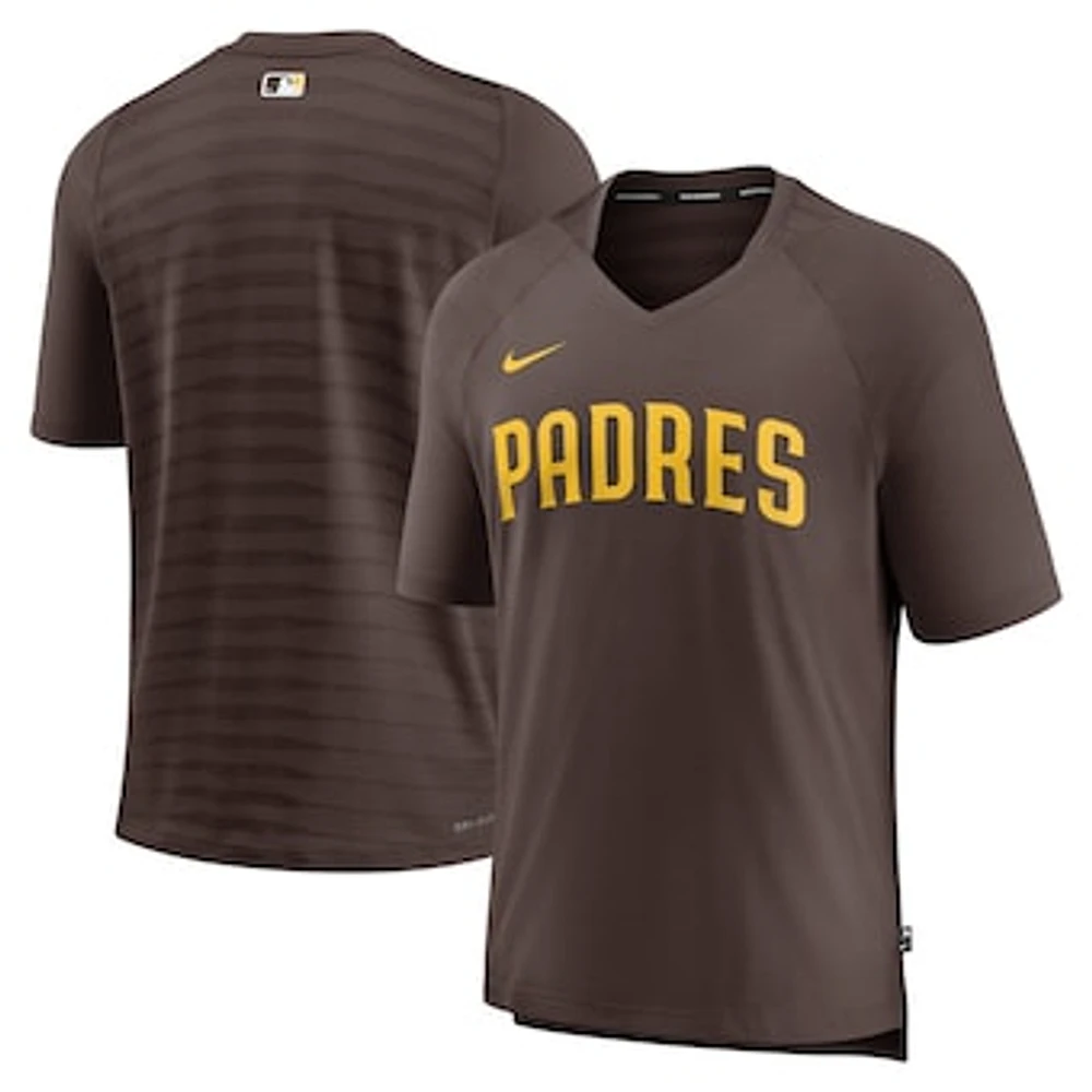 Men's Nike Brown San Diego Padres Authentic Collection Pregame Raglan Performance V-Neck T-Shirt