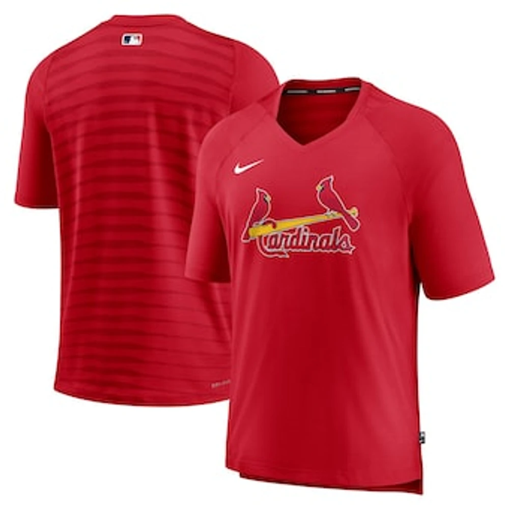 Men's Nike Red St. Louis Cardinals Authentic Collection Pregame Raglan Performance V-Neck T-Shirt